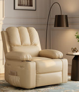 GarveeHome Recliner Chairs, Classic Manual Leather Recliner, Home Theater Seating with Lumbar & Arms Support for Living Room, Bedroom and Nursery - Beige GarveeHome