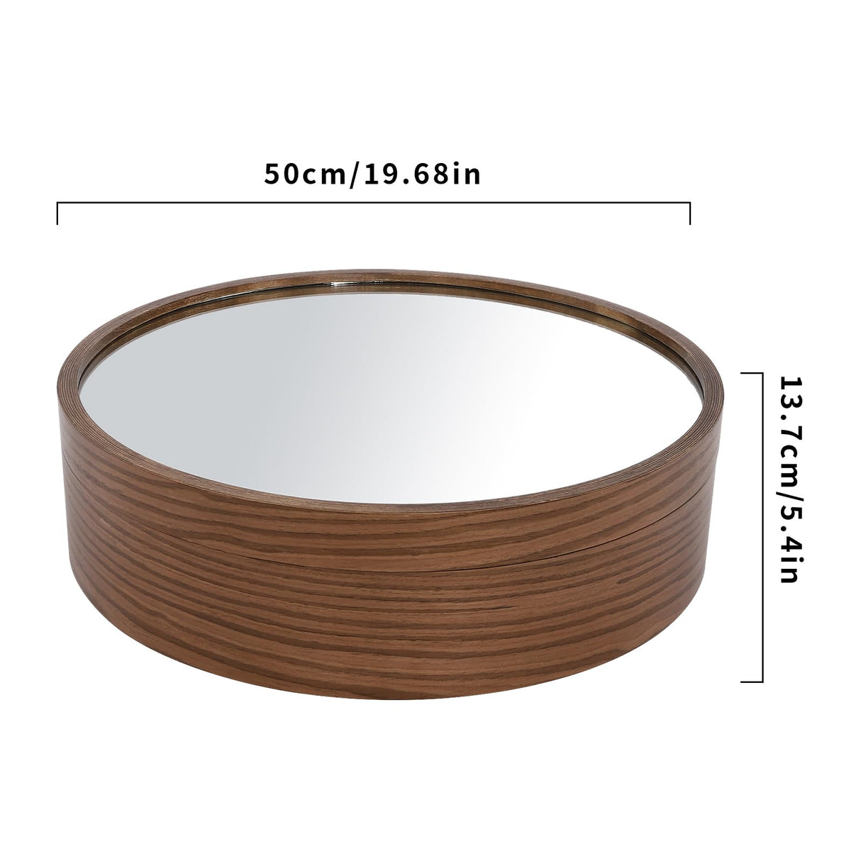 YUMIONB Bathroom Medicine Cabinet with Mirror, 19.68''D x 5.4''H Wall Mounted Round Mirror Medicine Cabinet Modern Vanity Mirror with Storage for Bathrooms, Balconies, Commerical(Walnut) YUMIONB