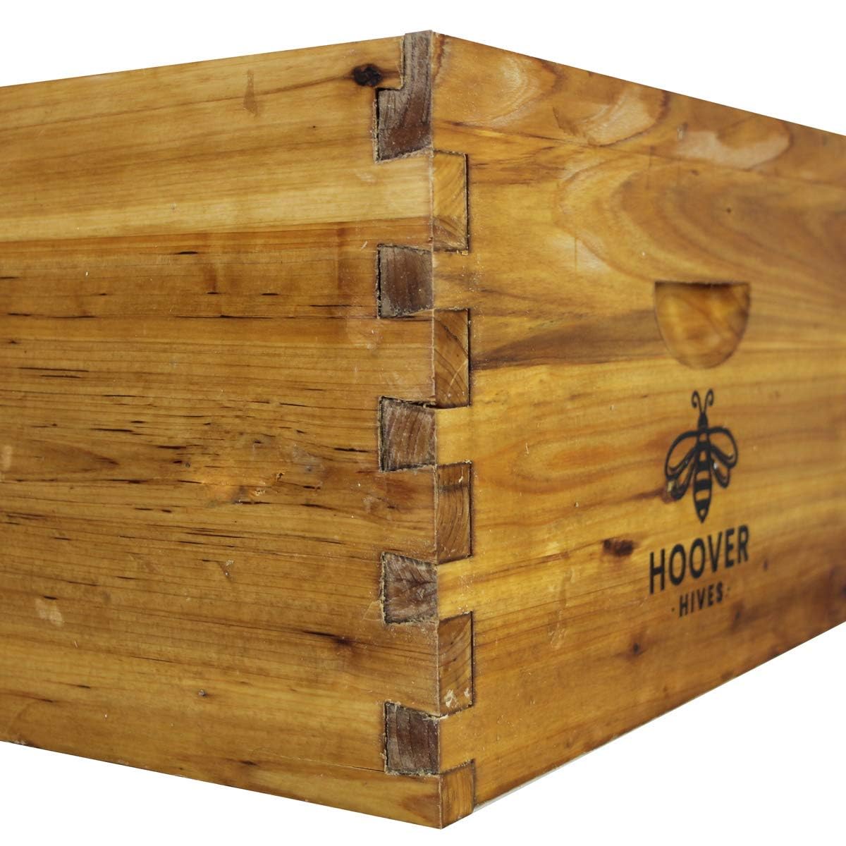 Hoover Hives 10 Frame Langstroth Deep Brood Box Dipped in 100% Beeswax Includes Wooden Frames & Waxed Foundations (Unassembled) Hoover Hives