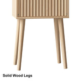 LAATOOREE Nightstands Set of 2, Small Side Table, Bedside Table with Fluted Door, Solid Wood Feet; Modern Mid-Century End Table for Bedroom, Small Space (Natural) LAATOOREE