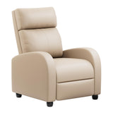 JUMMICO Recliner Chair Adjustable Home Theater Single Recliner Sofa Furniture with Thick Seat Cushion and Backrest Modern Living Room Recliners (Leather, Beige) JUMMICO