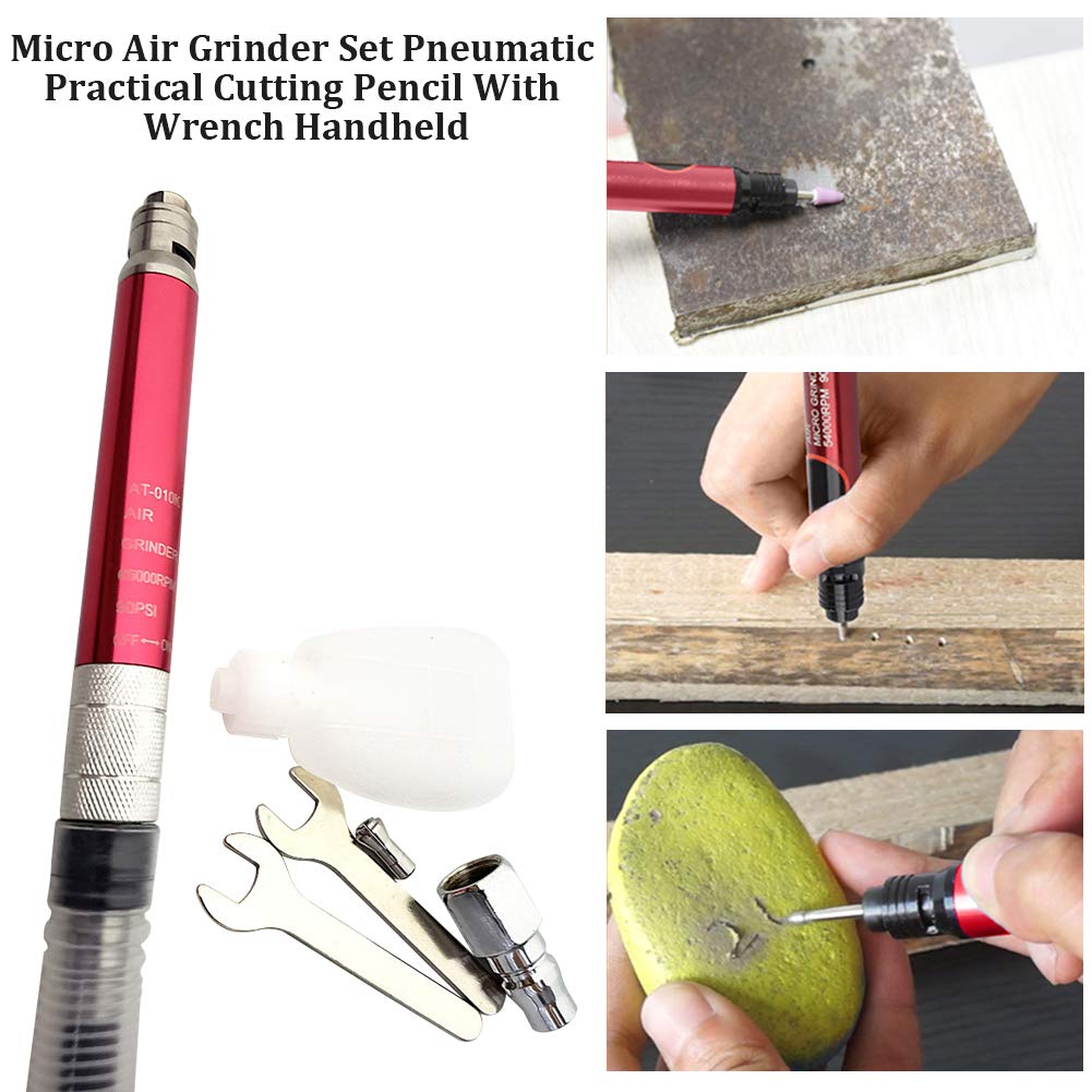 Air-powered Micro Die Grinder Set 65,000 RPM Pneumatic Pencil with Wrench Grinder Tool for Cleaning Dies,Rotors,Backing Plates,Brake Pads,Mounts(90 PSI) CALIDAKA
