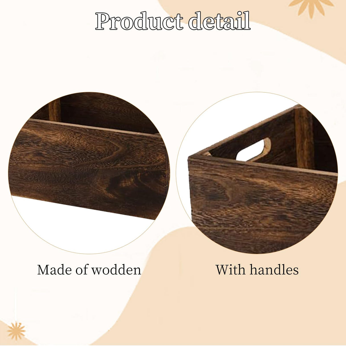 Hyuetrsa Set of 3 Wood Crate Box,Wood Nesting Storage Crates with Handle,Rustic Decorative Farmhouse Wooden Crates,Handmade Natural Solid Wood Box for Closet Shelf and Kitchen Storage Hyuetrsa