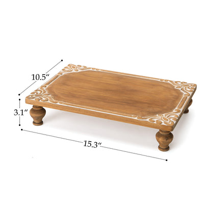 NIKKY HOME Farmhouse Risers Display Stands, Rustic Wood Pedestal Decorative Tray, Centerpiece Decor for Coffee Bar Table, Kitchen Counter, Dining Room