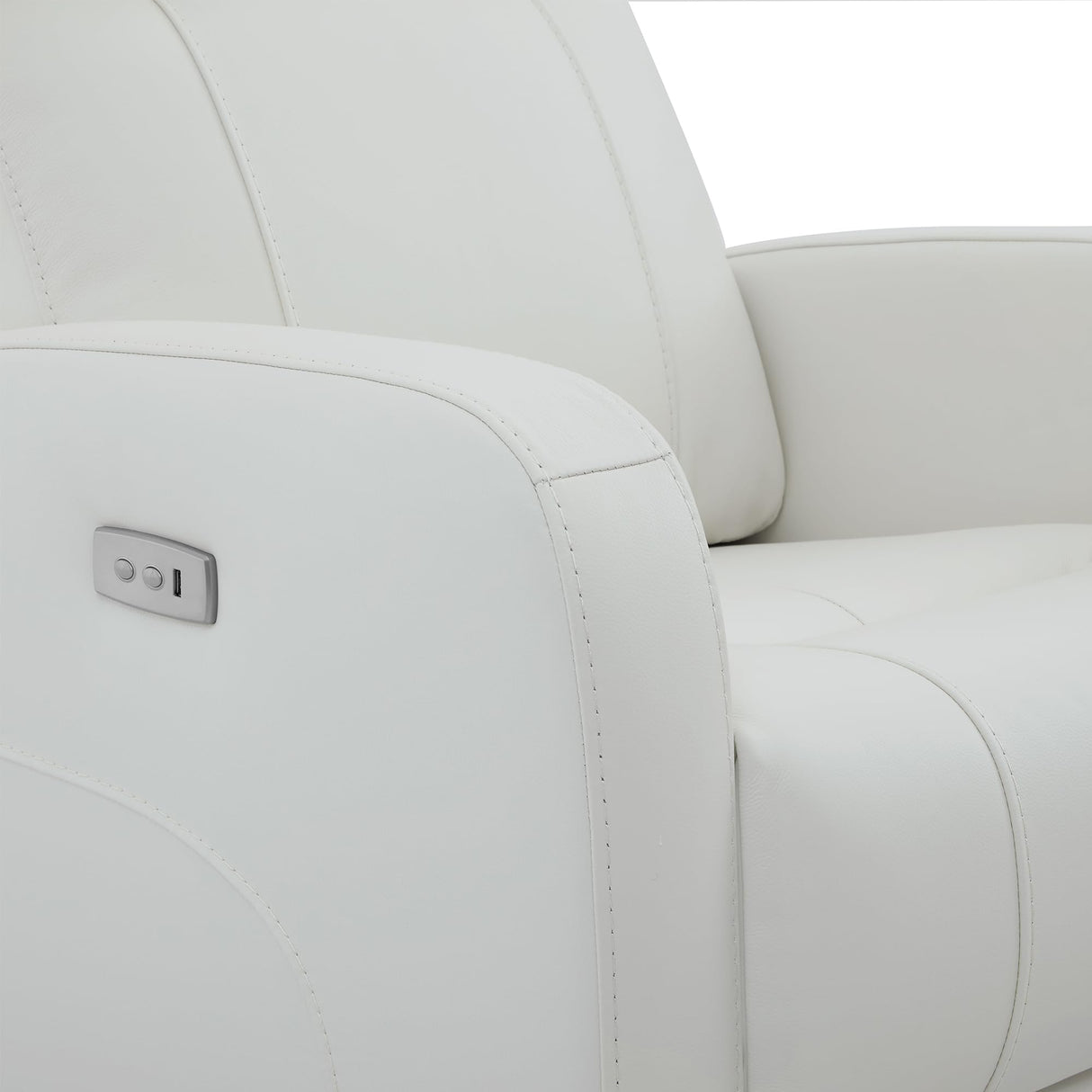 CHITA Genuine Leather Power Swivel Glider Recliner Chair, FSC Certified Double Layer Backrest Truck Armrest Recliner Chair Sofa for Living Room-White CHITA