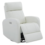 CHITA Genuine Leather Power Swivel Glider Recliner Chair, FSC Certified Double Layer Backrest Truck Armrest Recliner Chair Sofa for Living Room-White CHITA