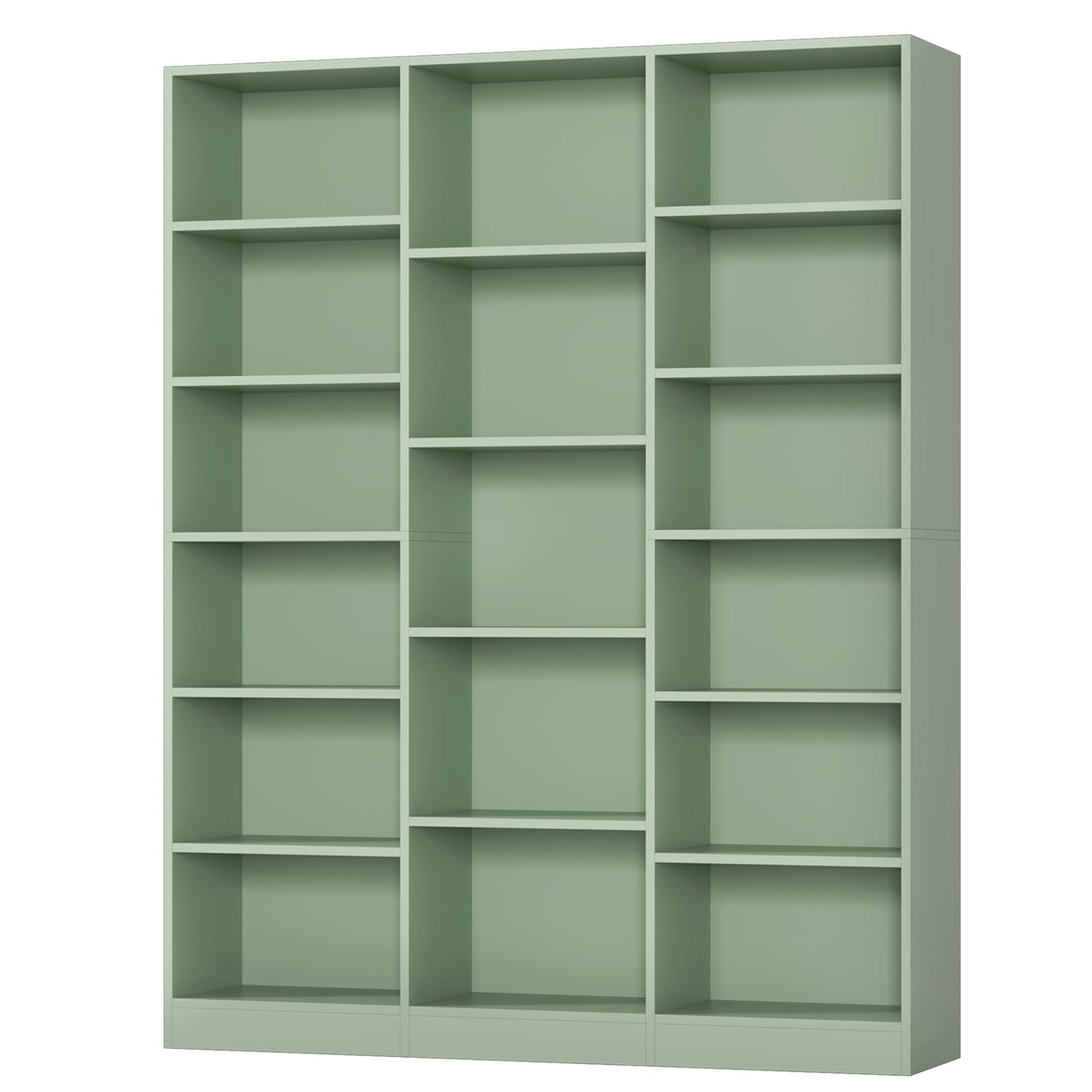 FACBOTALL Triple Wide Bookshelf, 6 Tier Large Bookshelf, Bookcase with 17 Open Display Shelves, 74'' Tall Bookcases and Bookshelves for Living Room, Home Office, Library, Green FACBOTALL