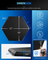 ZenSonic 12 Pack Self-adhesive Sound Proof Foam Panels for Walls 12" X 10" X 0.4" - Hexagon Acoustic Panels with Fiber Optic Starlight, Stylish Soundproof Wall Panels Absorb Noise and Wall Decor Black ZenSonic