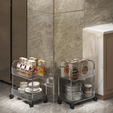 2-Tier Utility Rolling Cart Storage Organizer Sofa Side Table with Wheels, Under Desk Mobile Trolley Organizer with Handle and 2 Hanging Baskets for Office Home Kitchen Organization, Transparent Melody House