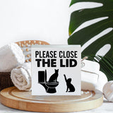 Farmhouse Please Close the Lid Wooden Box Sign Cat Bathroom Wood Block Tabletop Sign Decorative Desk Sign Home Toilet Shelf Decor 5 X 5 Inches Mukjyuyi