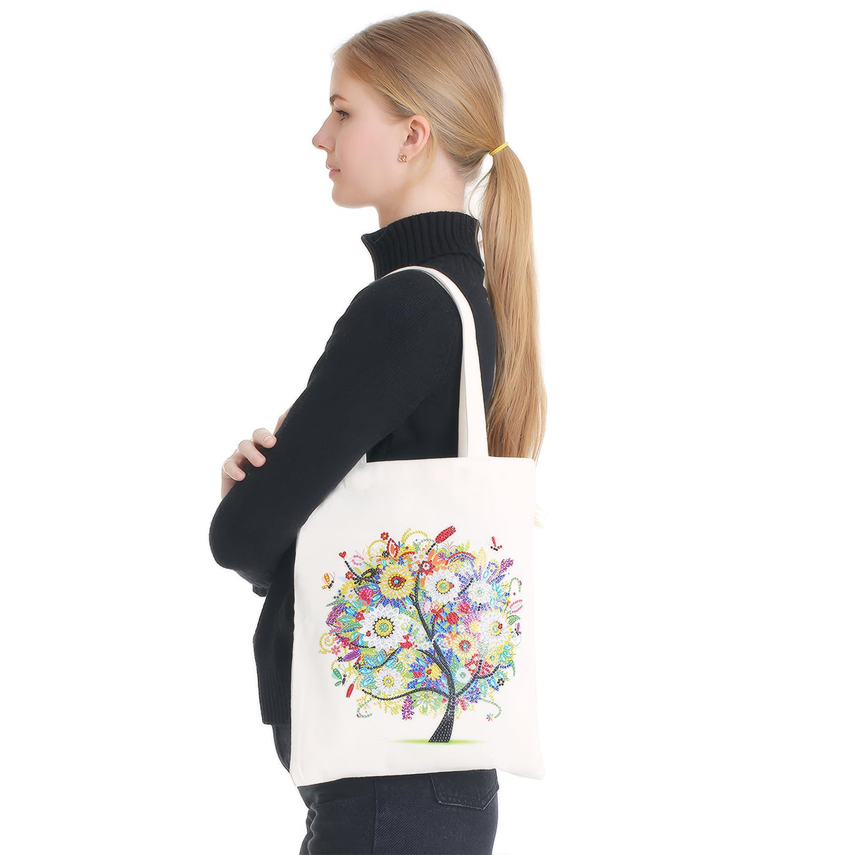 JGA JOGGING ARM 5D Art Craft Diamond Painting Shopping Canvas Tote Bag Handwork Organize Handbag Gift for Women Mom Daughter JGA JOGGING ARM