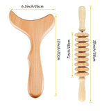 Wood Therapy Massage Tools Wooden Gua Sha Kits Maderoterapia Kit Body Sculpting Tools Wood Massager Roller for Relax Muscles (2) WYJTPONE