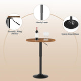 HOOBRO 2 Pcs Bar Table, Height-Adjustable Round Pub Table 27-35.4 Inches with Sturdy Base, Modern Style, Easy to Assemble, Suitable for Small Space, Rustic Brown and Black BF58BTP201G1 HOOBRO