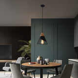 Mxsaoud Modern Black Pendant Light Over Kitchen Island, Adjustable Wood Hanging Light Fixture,Industrial Pendant Lighting for Dining Room,Living Room,Bedroom,Hallway,Kitchen,Bar Mxsaoud