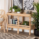 Bali & pari Lombok Modern Bohemian Natural Rattan 2-Tier Console Table bali & pari