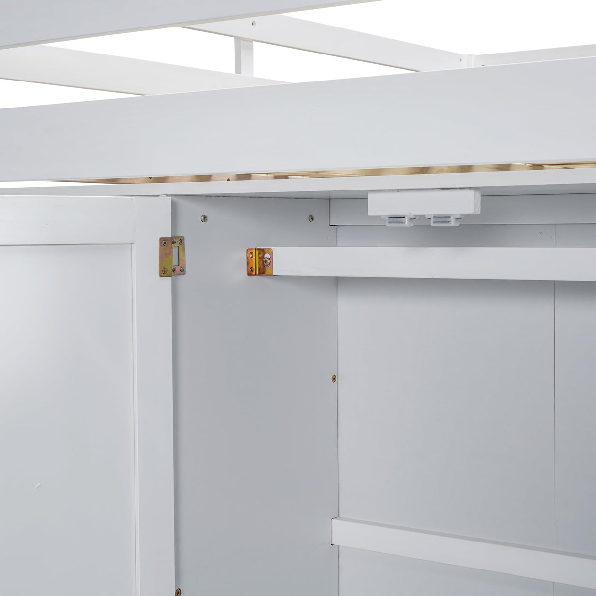 Harper & Bright Designs Full Size Loft Bed with Built-in Wardrobe, Desk, Storage Shelves and Drawers, Solid Wood Loft Bed Frame, White Harper & Bright Designs