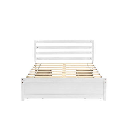 Harper & Bright Designs Full Storage Bed, Full Size Platform Bed with 4 Storage Drawers, Solid Wood Bed Frame for Kids Teens Adults (White)