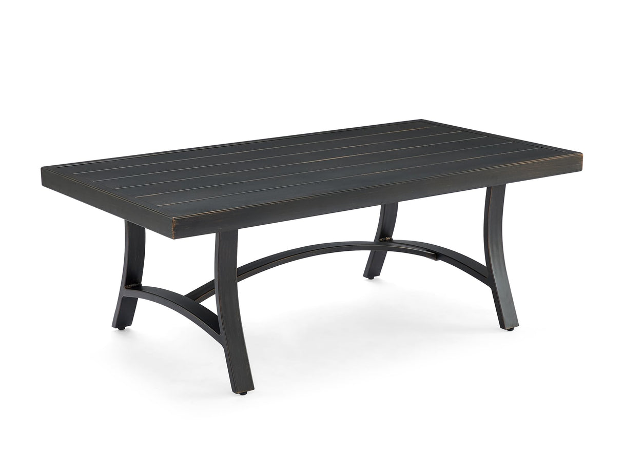 Ulax furniture Outdoor Coffee Table, Rectangle Metal Slat Table, Black Ulax furniture