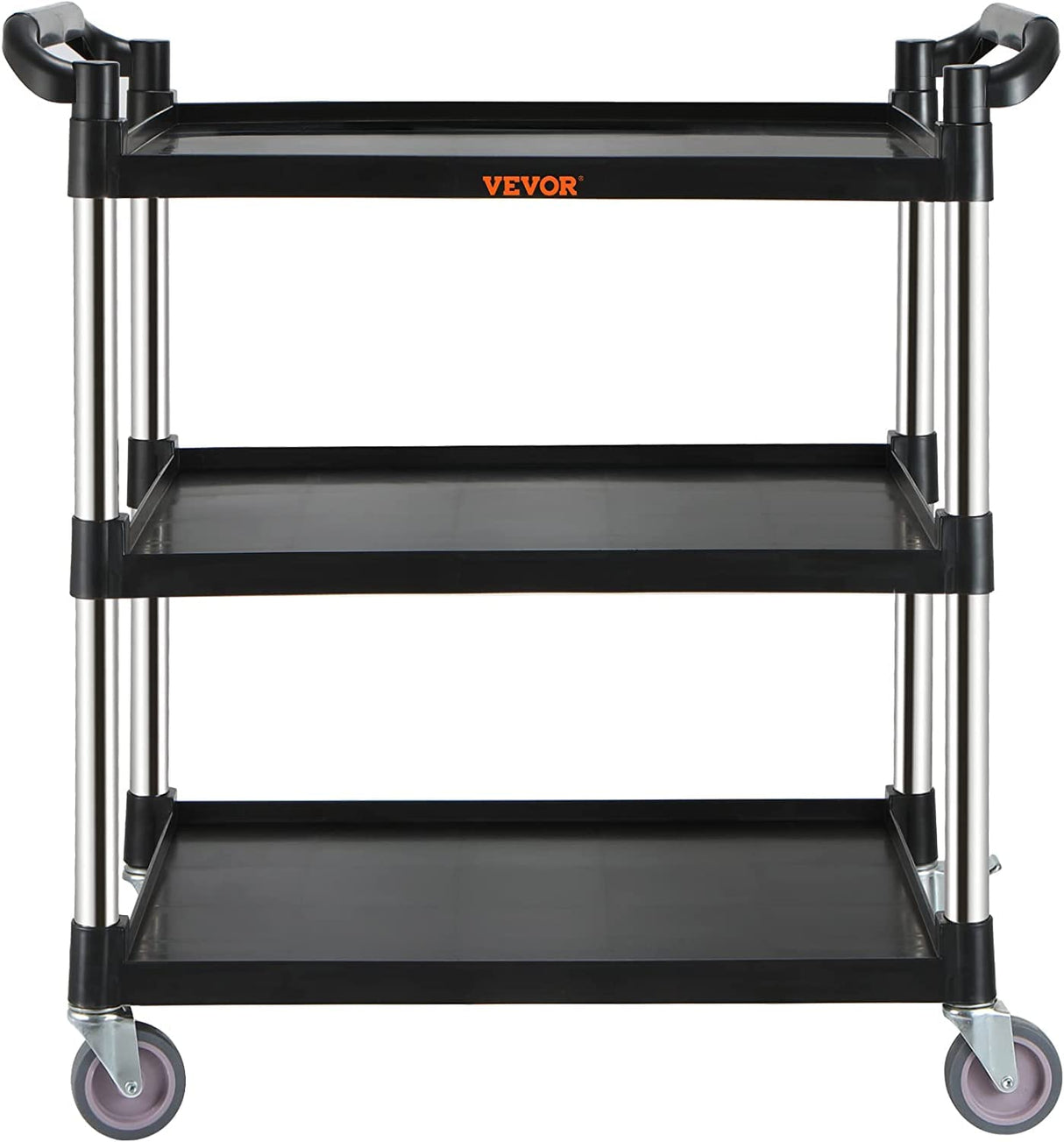 VEVOR 3 Shelf Heavy Duty Utility Cart, 154LBS Capacity, 37.4" x 15.7" x 32.7", Black VEVOR
