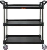 VEVOR 3 Shelf Heavy Duty Utility Cart, 154LBS Capacity, 37.4" x 15.7" x 32.7", Black VEVOR