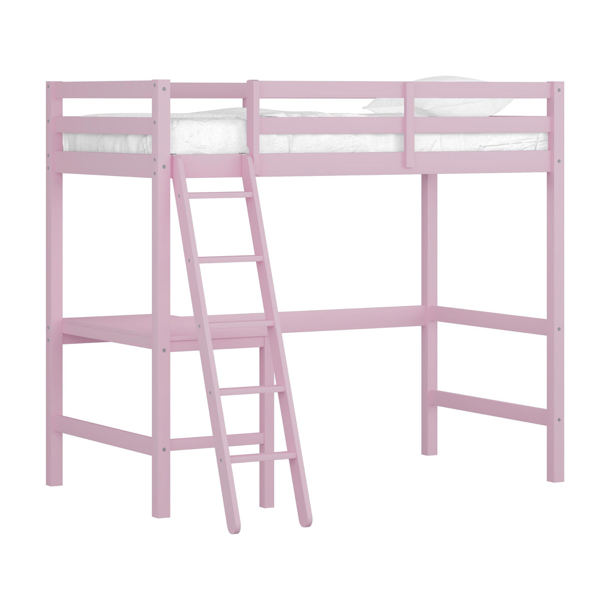 Hillsdale Caspian Wood Twin Loft Bed, Pink Hillsdale