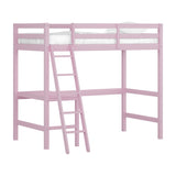 Hillsdale Caspian Wood Twin Loft Bed, Pink Hillsdale