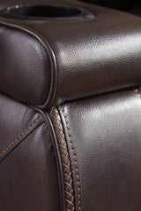 Signature Design by Ashley Warnerton Faux Leather Power Reclining Sofa with Adjustable Headrest, Brown Signature Design by Ashley
