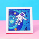 PERFECTSIGHT Cute 5D Diamond Art Kits with Wooden Frame, Kawaii DIY Painting Art for Adults Teen, Diamond Arts and Crafts Sets, Big Gem Full Drill Diamond Dots for Women Beginners (Space Astronaut) PERFECTSIGHT