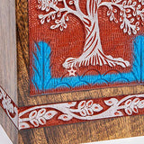 STAR INDIA CRAFT SIC Rosewood Hand Engraved Urn for Human Ashes Adult Female & Male or Pets, Peaceful Funeral Keepsake Decorative Wooden Box, Burial STAR INDIA CRAFT