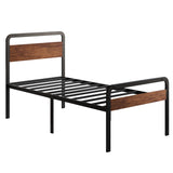 Fly-CTsoar 18 Inch Twin Bed Frame with Wood Headboard, Heavy Duty Metal Slats, with Under Bed Storage, No Noise, No Box Spring Needed, Easy Assembly, Black Fly-CTsoar