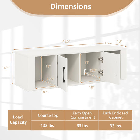 GOFLAME Floating TV Stand, Wall Mounted TV Console Table with Doors, Entertainment Media Center Under TV, Modern TV Cabinet for Living Room, Bedroom, Office, White GOFLAME