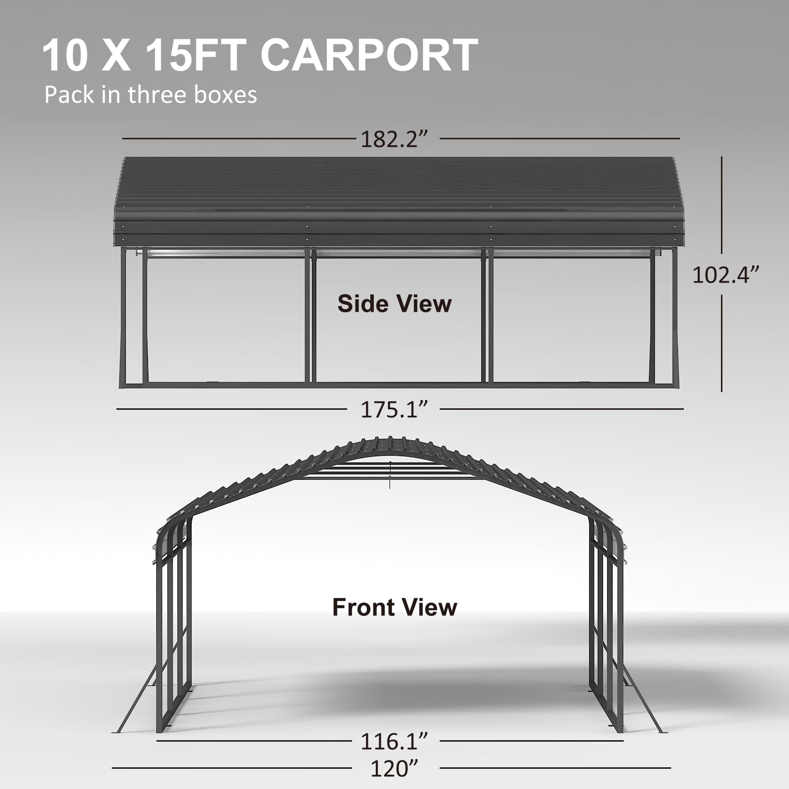 IWDOO 10x15 FT Metal Carport, Heavy Duty Carports Canopy with Enhanced Base, Galvanized Steel Roof and All-Metal Frame, Car Ports Kits for Outdoor, Garage Car Shelter Shade for Car, Truck and - WoodArtSupply