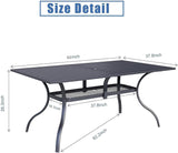 Oakcloud 60"x37" Patio Dining Table, Outdoor Metal Rectangular Table Patio Furniture Classic Black Table with 1.57" Umbrella Hole, for Garden Backyard Poolside Deck Oakcloud