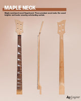 Leo Jaymz DIY Electric Bass Guitar Kits - Roasted Ash Wood Body, Maple Neck and Laurel Wood Fingerboard - Fully Components Included Leo Jaymz