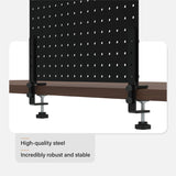 HUHOLE 32 x 12 inch Clamp On Desk Pegboard, Black Metal Desktop Organizer, Desk Accessories for Gaming & Office, Versatile Clamp-On Pegboard for Organization and Storage HUHOLE