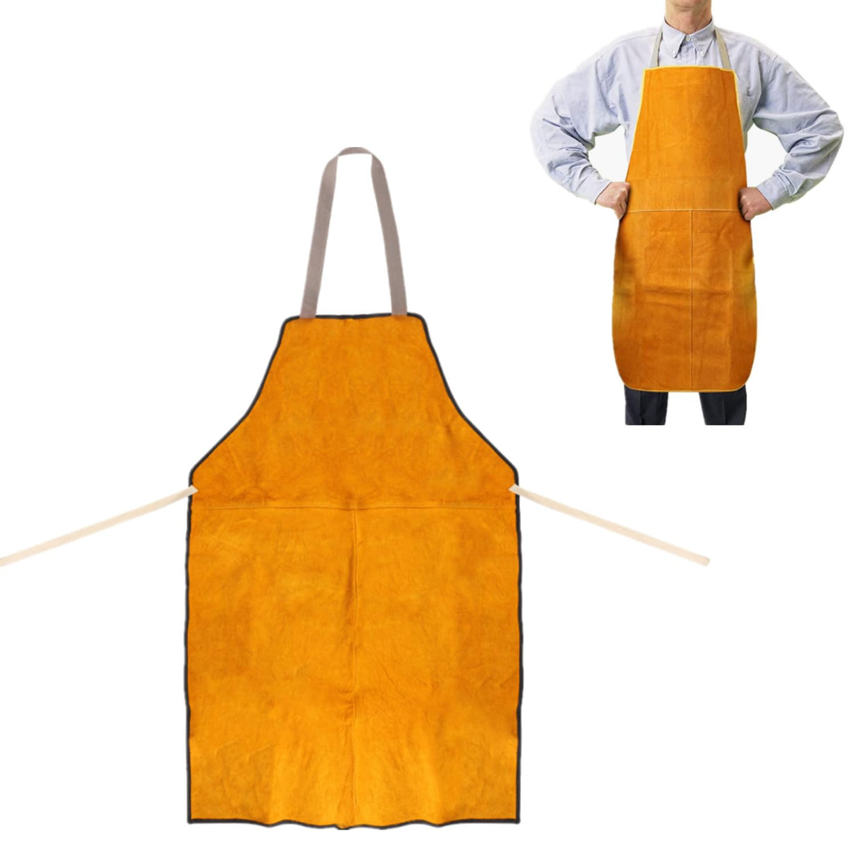 Ibluelover Cowhide Leather Welding Apron Heat&Flame-Resistant Work Apron Wear Resistant Protection Pinafore Safe Workwear Ibluelover