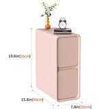 VICITON Modern Narrow Faux Leather Nightstand, Solid Wood Drawer, Storage Accent Table, Small Side End Table for Bedroom (Pink, Narrow) VICITON