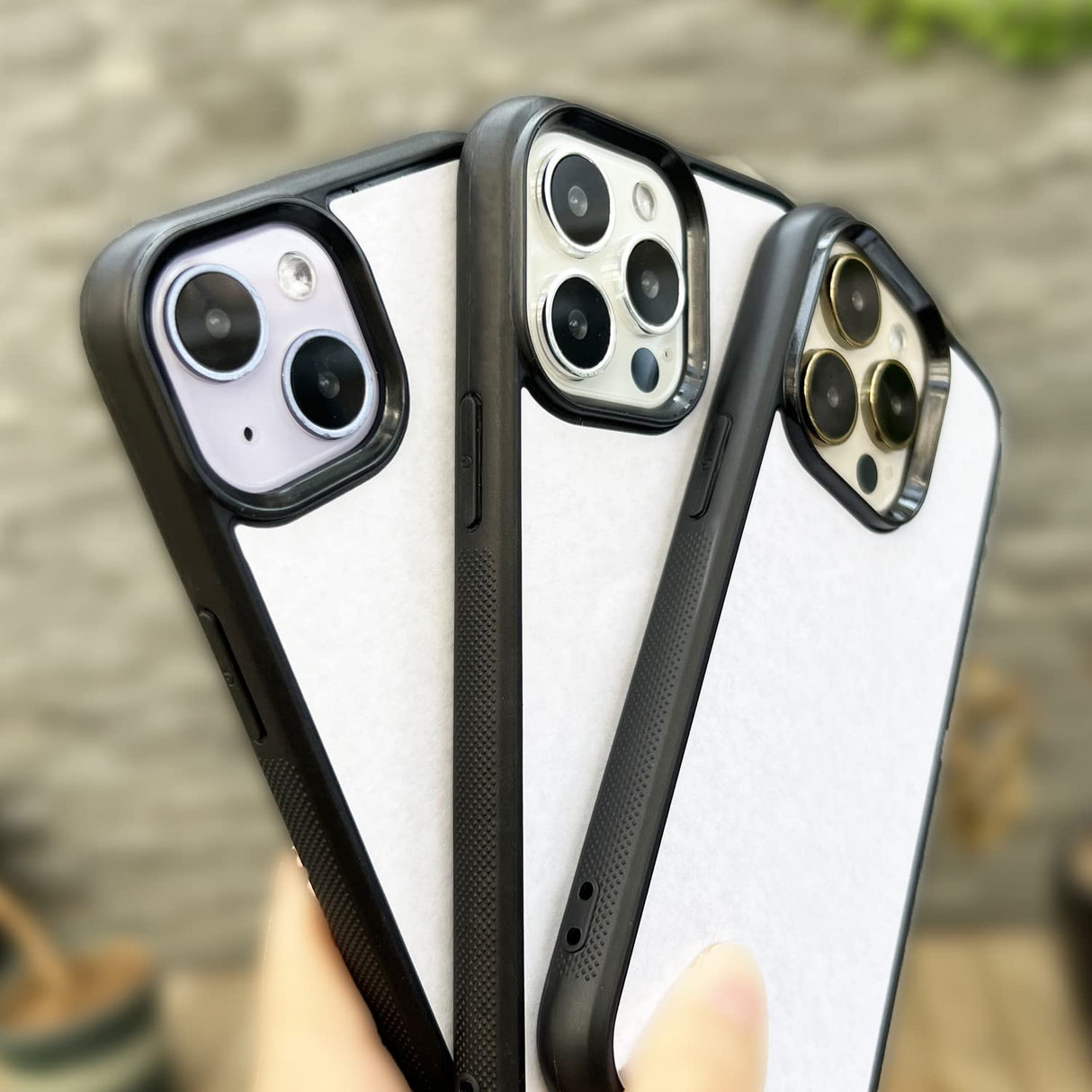 JUSTRY 5PCS Sublimation Blanks Phone Case Bulk Covers Compatible with Apple iPhone 14 Plus/iPhone 15 Plus,Easy to Sublimate DIY, Soft Rubber Case + Tempered Glass Inserts Support Wireless Charging JUSTRY