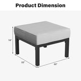 Solaste Outdoor Footstools Patio Ottoman Set of 2, Aluminum All-Weather Outdoor Footrest Seat with Removable Cushions, Patio Furniture Ottomans for Garden, Backyard, Poolside-Grey Solaste