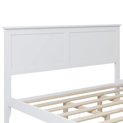 Miscoos Modern Queen Platform Bed - Elegant White Solid Wood Design for Contemporary Bedrooms - WoodArtSupply