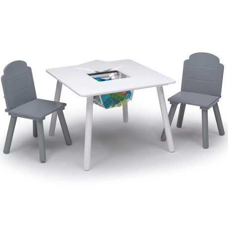 Delta Children Finn Table and Chair Set with Storage, White/Grey Delta Children