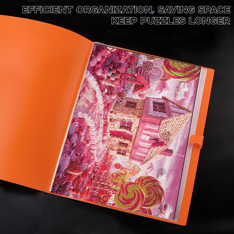 YMNLWZ Puzzle Storage 1000 Pieces Large-Capacity Storage Puzzle, 20 Transparent Pockets, Portable, Dustproof and Stain-Proof, Suitable for Puzzle Lovers to Collect Puzzle Storage Gifts (Black) YMNLWZ