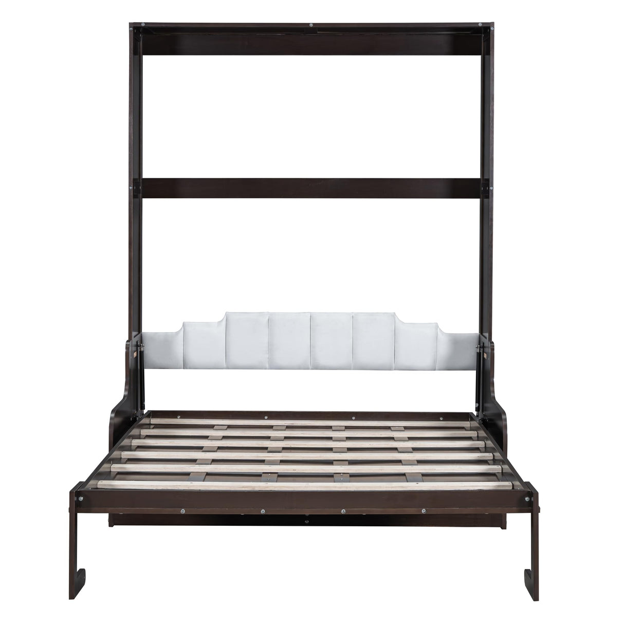 Merax Queen Size Murphy Bed Frame, Modern Wall Bed Can Be Folded into Cabinet, Chair with Cushion, Espresso Merax