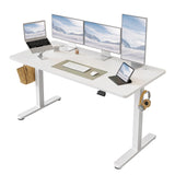 FEZIBO Electric Standing Desk Adjustable Height, 60 x 24 Inch Sit and Stand Desk, Home Office Desk, Ergonomic Workstation Computer Desk, White FEZIBO