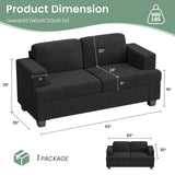 YOUDENOVA 2 Piece Set Comfy Sofa Couch, 3 Seater & Loveseat Sofa with Deep Seats, Modern Sleeper Couch for Living Room, Dark Grey Chenille YOUDENOVA