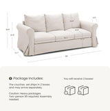Vorthio 89" 3-Seater Couch for Living Room, Slipcovered Sofa, Recliner Couches with Washable Cover, Supportive Cushions & Sturdy Frame, for Small Spaces, Apartment, Office, Easy Assembly Vorthio