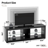 Bestier LED TV Stand for 55/60/65 Inch TV, High Gloss Gaming TV Stand with Power Outlet, Black Entertainment Center with Storage for Living Room, Bedroom, 55 Inch TV Console with Adjustable Shelves Bestier