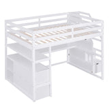 Harper & Bright Designs White Full Size Loft Bed with Integrated Desk, Shelving, and Storage Staircase Harper & Bright Designs