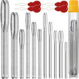 55 PCS Large-Eye Blunt Needles, Large Eye Sewing Needles, 11 Sizes Hand Sewing Needles, Knitting Needles, Yarn Needles, Embroidery Needle, Quilting Needles with 4 Threaders, Weaving Stringing Needles phicivono