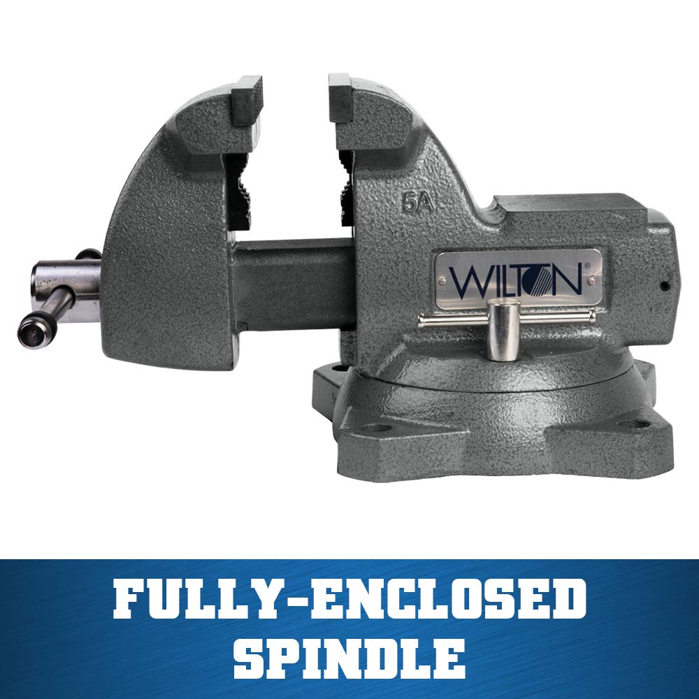 Wilton Mechanics Bench Vise, 5" Jaw Width, 5-1/4" Jaw Opening, 3-3/4" Throat (Model 745) Wilton